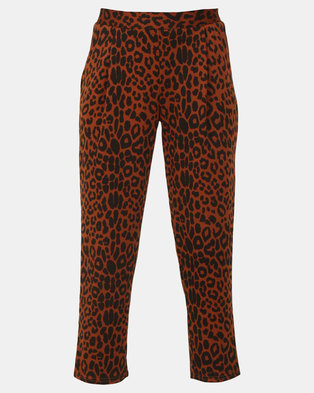 Photo of New Look Leopard Print Pull-On Trousers Brown