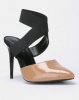 New Look Selastic 2 Patent Elastic Strap Heels Black Pattern Photo