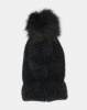 New Look Fluffy Faux Fur Pom Bobble Beanie Black Photo