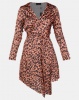 Liquorish Animal Print Knot Front Dress Brown Photo
