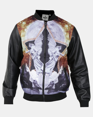 Photo of Soul Star Wolfain Printed Pleather Bomber Multi