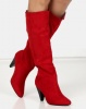 London Hub Fashion Cone Heel Long Boot Red Photo