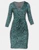 City Goddess London Animal Print Wrap Midi Dress Emerald Photo