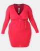 City Goddess London Plus Size Chain Belt Wrap Dress Red Photo