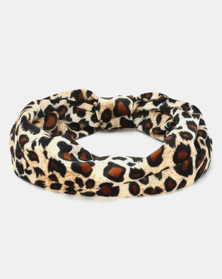 Photo of Black Lemon Knotted Head Band Leopard