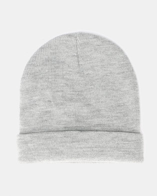 Photo of Brave Soul Mens Knitted Beanie Light Grey Marl
