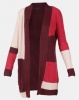 Brave Soul Open Front Colour Block Cardigan Berry Multi Photo