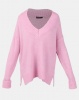 Brave Soul Loose Fit V Neck Jumper With Ribbed Trims Candy Pink Photo