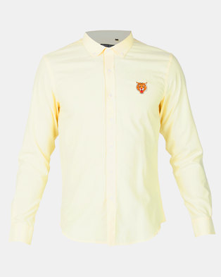Photo of Brave Soul Long Sleeve Shirt With Tiger Embroidery Lemon