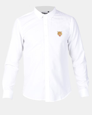 Photo of Brave Soul Long Sleeve Shirt With Tiger Embroidery White