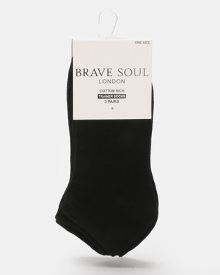 Photo of Brave Soul Lolo 3 Pack Plain Trainer Socks Black