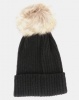 You I You & I Faux Fur Pom Pom Beanie Dark Grey Photo