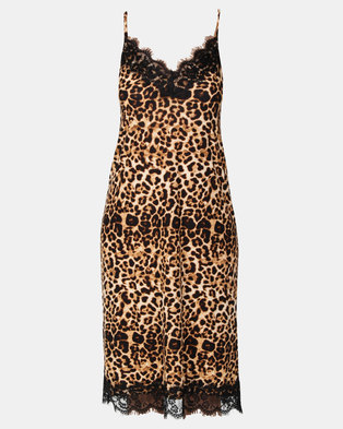 Photo of Paige Smith Pleated Slip with Lace Leopard