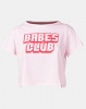 Brave Soul Leggings With Branded Tape and Babes Club Crop Tee Pink/Grey Photo