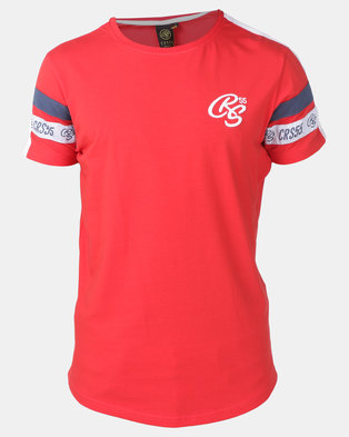 Photo of Crosshatch Chivan Taped Sleeve T-Shirt Red