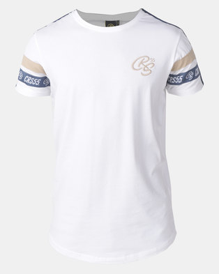 Photo of Crosshatch Chivan Taped Sleeve T-Shirt White