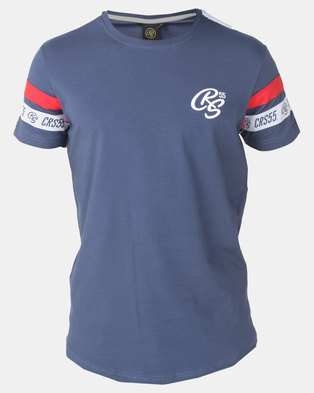 Photo of Crosshatch Chivan Taped Sleeve T-Shirt Navy