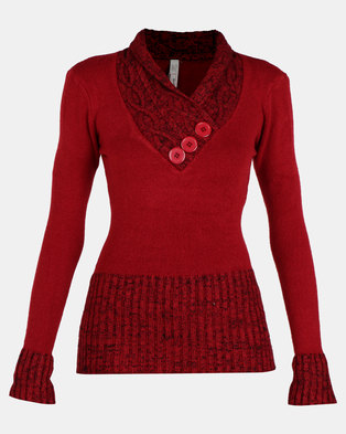 Photo of Revenge Ribbed Detailed Knitwear Red
