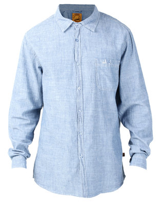 Photo of Kakiebos Long Sleeve Crosshatch Denim Shirt Stonewash Blue