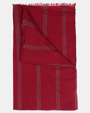 Photo of Joy Collectables Striped Blanket Scarf Red