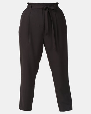 Photo of New Look Curves Paperbag Waist Tapered Trousers Black