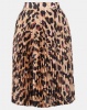 New Look Curves Brown Leopard Print Pleated Satin Midi Skirt Photo
