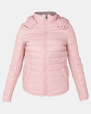 Photo of New Look Hooded Lightweight Puffer Jacket Pink