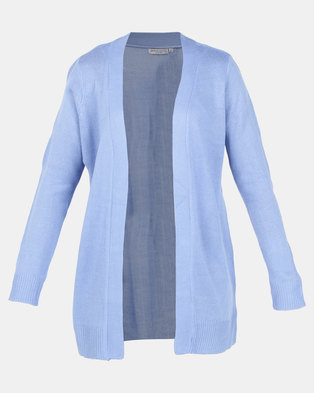 Photo of Brave Soul Mid Length Open Front Cardigan Provence Blue