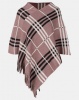 Blackcherry Bag Large Check Print Poncho Taupe Photo