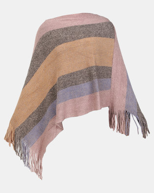 Photo of Lily Rose Lily & Rose Pastel Colourblock Poncho Multi