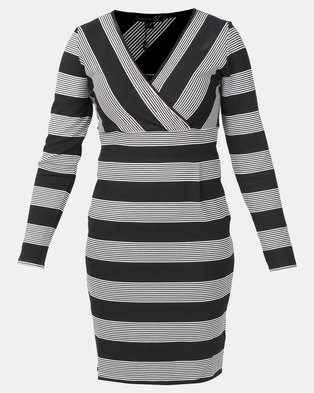 Photo of Smashed Lemon Monochrome Stripe Long Sleeve Dress Multi