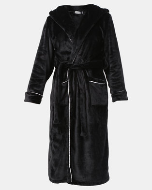 Photo of Lila Rose Lux Velour Hoodie Robe Black