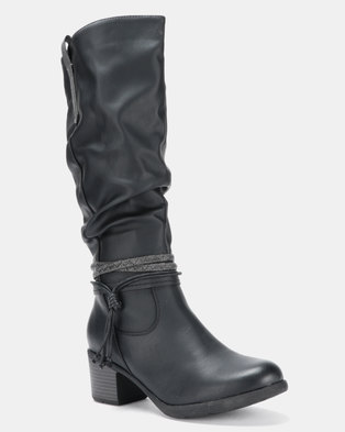 Photo of Soft Style by Hush Puppies Wilda Heeled Mid Calf Boots Black Burnished
