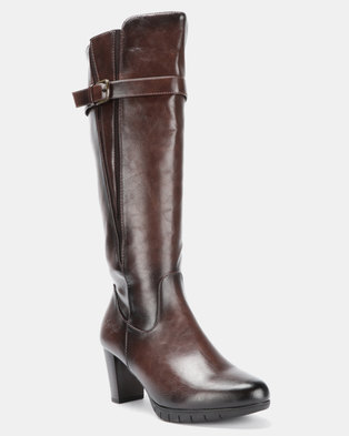 Photo of Soft Style by Hush Puppies Sidney Heeled Long Boots Choc Burnished