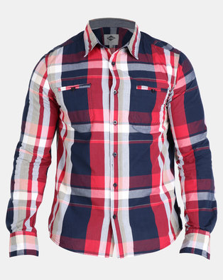 Photo of Lee Cooper Pollock Long Sleeve Check Shirt Red/Navy