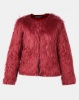 Utopia Shaggy Faux Fur Jacket Burgundy Photo