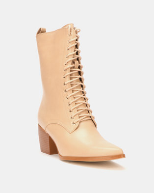 Photo of EGO Corley Western Lace Up Boots Nude