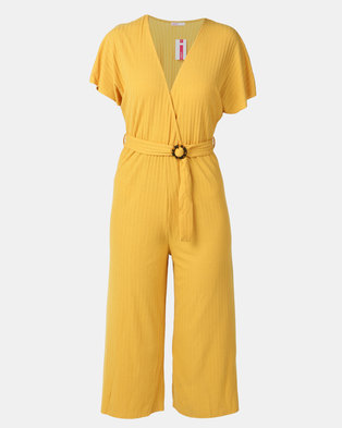 Photo of Legit Batwing Sleeve Jumpsuit With Tortoise Shell Buckle Mustard