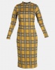 Utopia Check Turtle Neck Midi Dress Mustard Photo