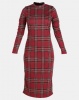 Utopia Check Turtle Neck Midi Dress Ruby Photo