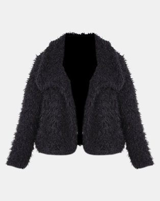 Photo of Slick Saskia Crop Faux Fur Jacket Black