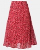 Brave Soul Midi Pleated Printed Skirt Red Photo