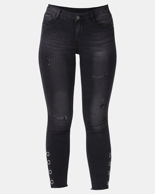 Photo of Sissy Boy Axel Mid-rise With Press Studs Detail Skinny Jeans Black