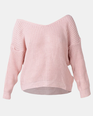 Photo of London Hub Fashion Knot Front Detail Jumper Pink