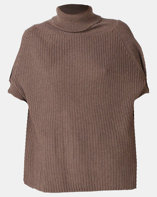Photo of Royal T Poloneck Cape Knit Top Brown