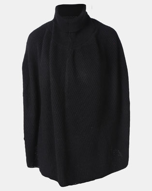 Photo of Royal T Poloneck Cape Knit Top Black