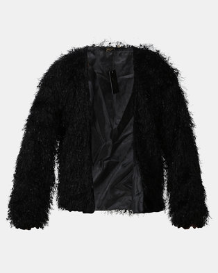 Photo of Legit Shiny Fur Jacket Black
