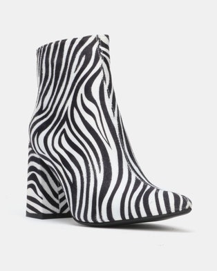 Photo of Public Desire Hollie Heeled Ankle Boots Zebra Print