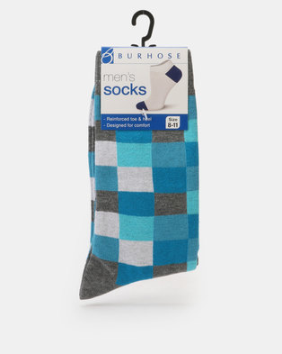 Photo of Cameo Check Socks Turquoise/Grey