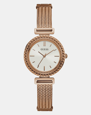 Photo of Guess Womens Watch Monroe Rose-Gold Metal Strap White Dial Gold